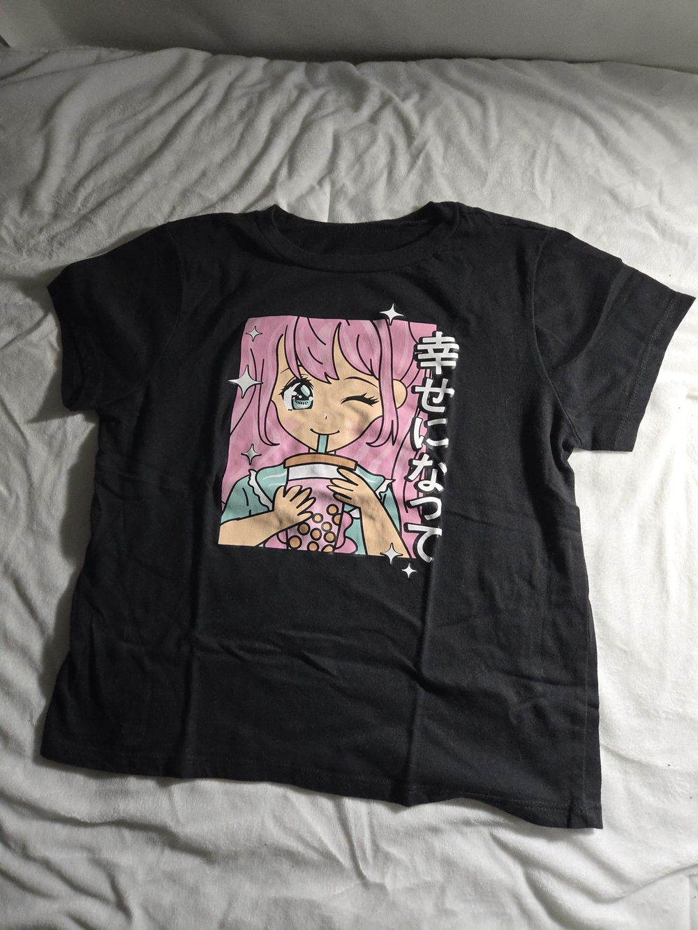 Black Anime Bubble Tea Graphic Tee